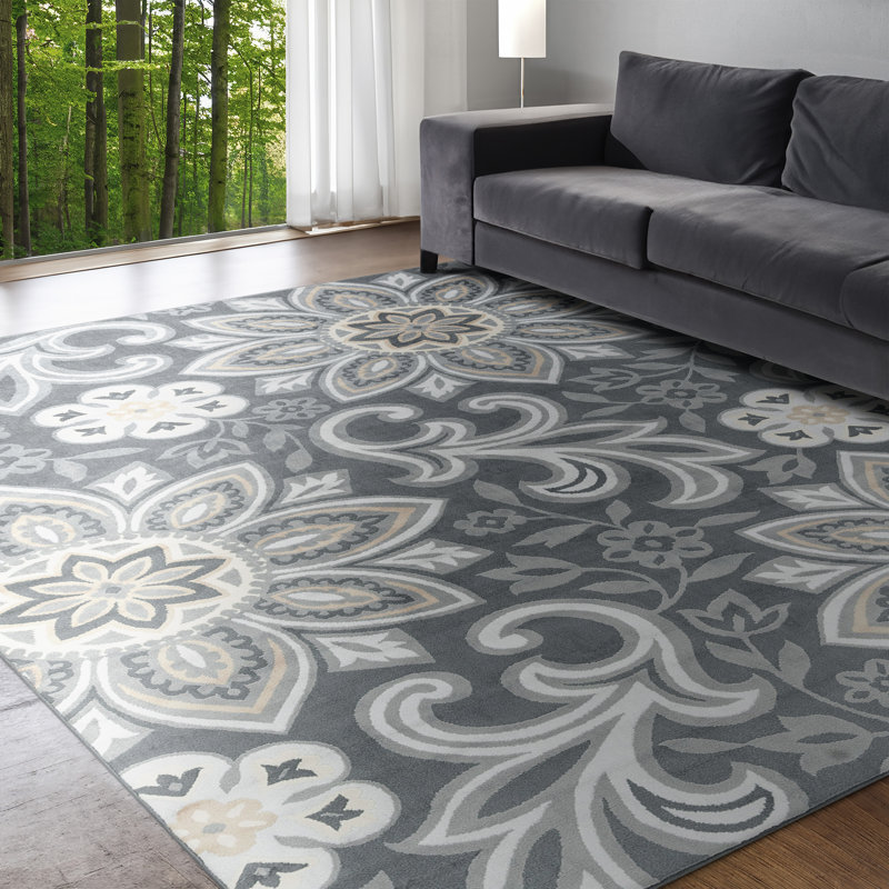 Tapis gris Floressa, Rectangle 5 pi x 7 pi