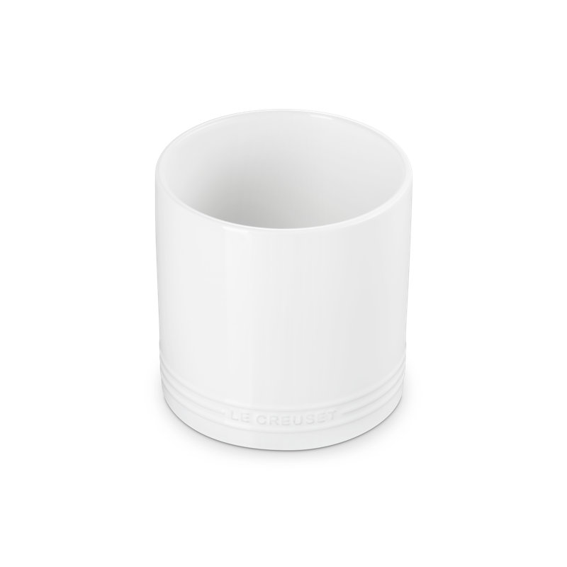 Le Creuset Stoneware Signature Utensil Crock, 2.7 Qt. - Sea Salt, 5.5" H x 5.1" W x 5.1" D, White