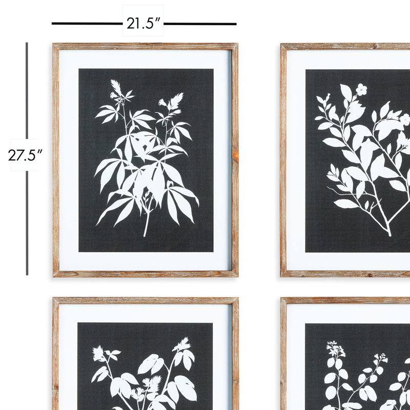 Monochromes botaniques - ensemble de 4 peintures encadrées