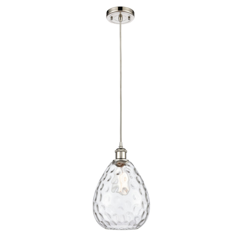 Luminaire suspendu en forme de larme à 1 lumière Jaron, Ampoule non incluse, Nickel poli