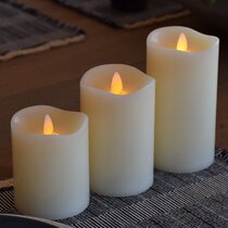 Black Wax Drip Flameless Candle Pillar - Scallop Top 3 x 4.5