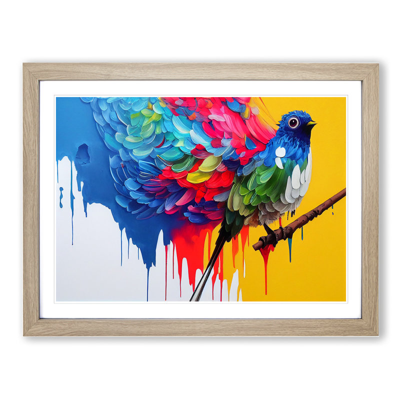 Bird Splash Vol.1 Abstract - Framed Print, 25cm H x 34cm W x 2cm D, Oak