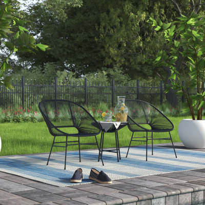 Ava-Sophia 2 - Person Wicker Patio Dining Set with Round Table
