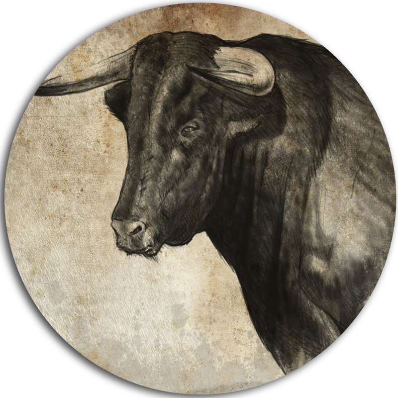« espagnol bull esquisse », reproduction d’art sur métal, H 23 po x l 23 po x P 1 po