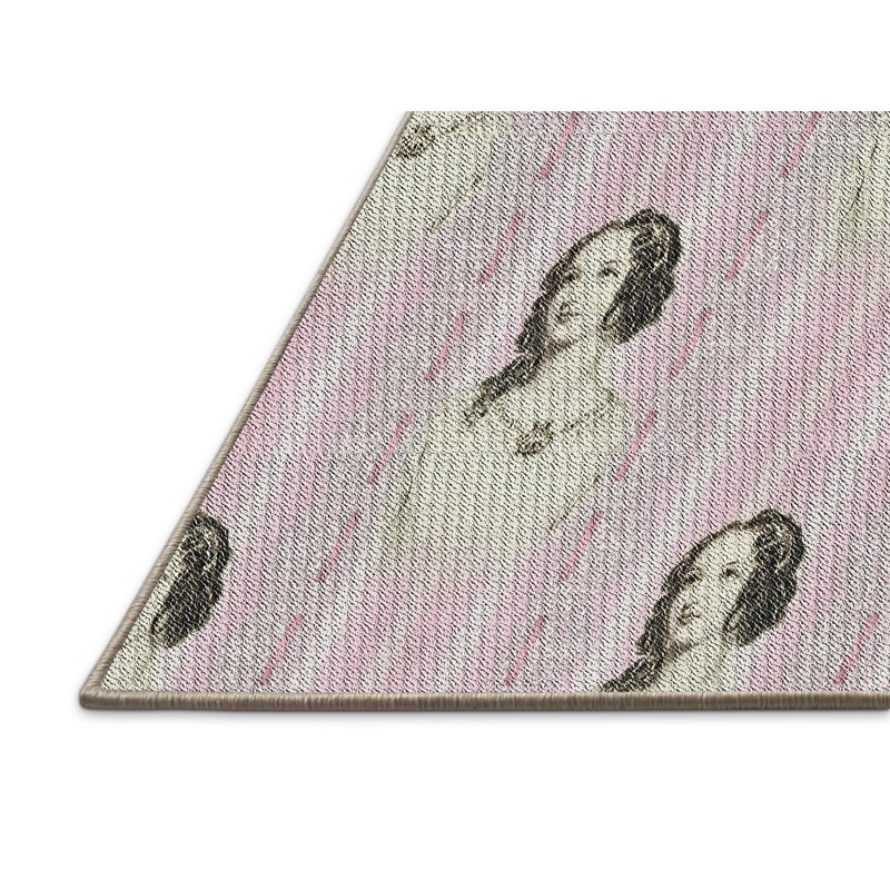 Tapis gris/zone rose à motifs Natrona, Rectangle 5 pi x 7 pi