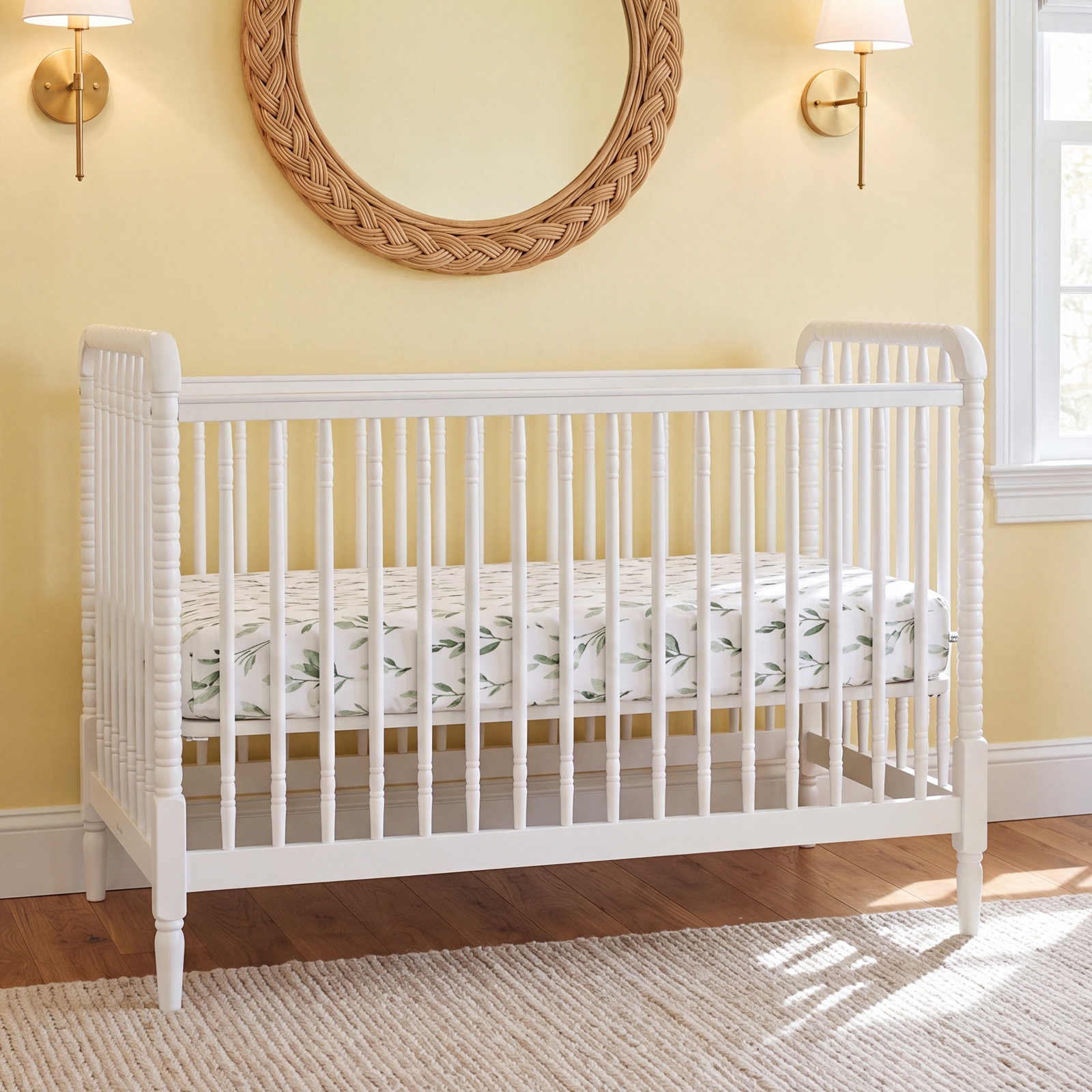 Leafy Floral Cotton Crib Sheet