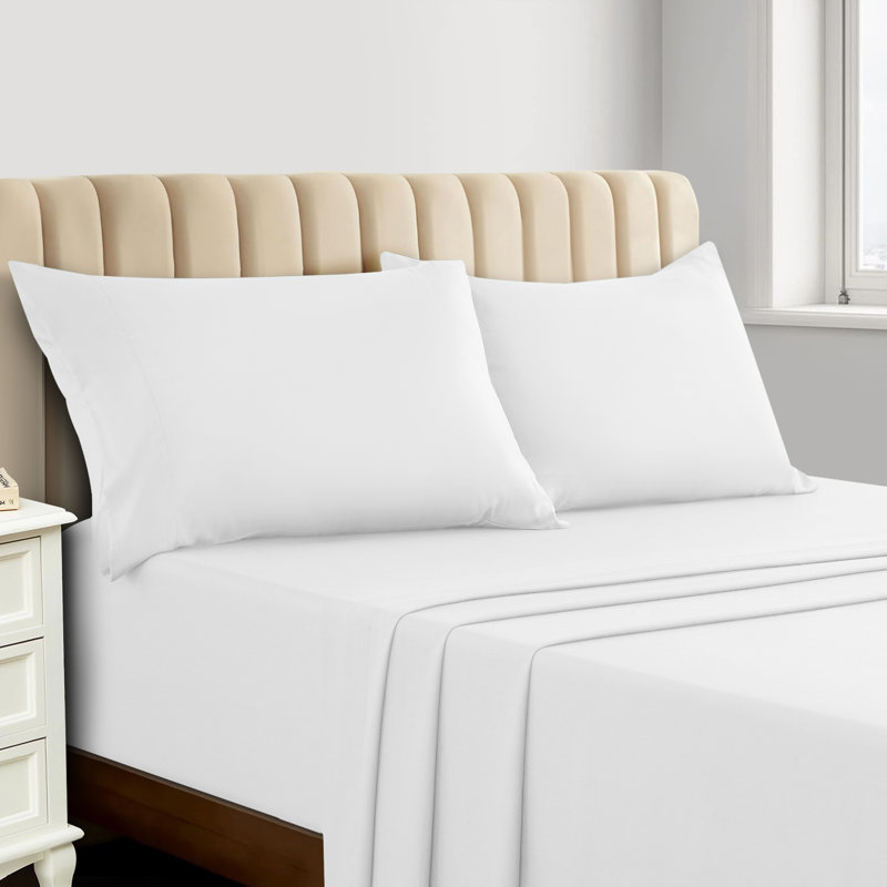 Luxury 4-Piece Rayon from Bamboo Sheet Set, White, Queen