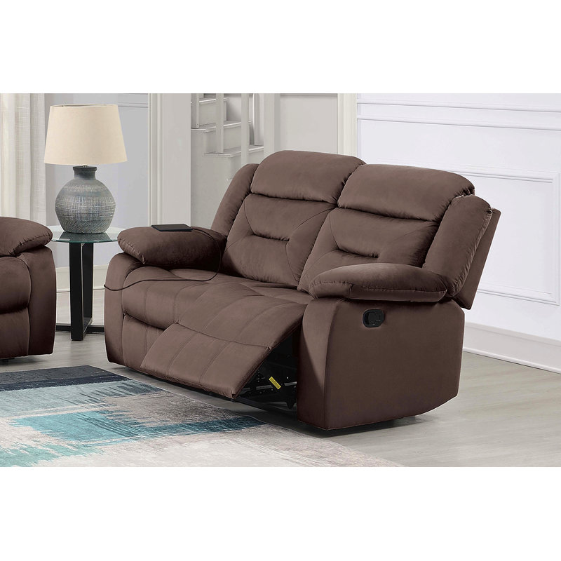 Causeuse manuelle 1Pc avec accoudoirs moelleux et dossier capitonné horizontal, Chocolat