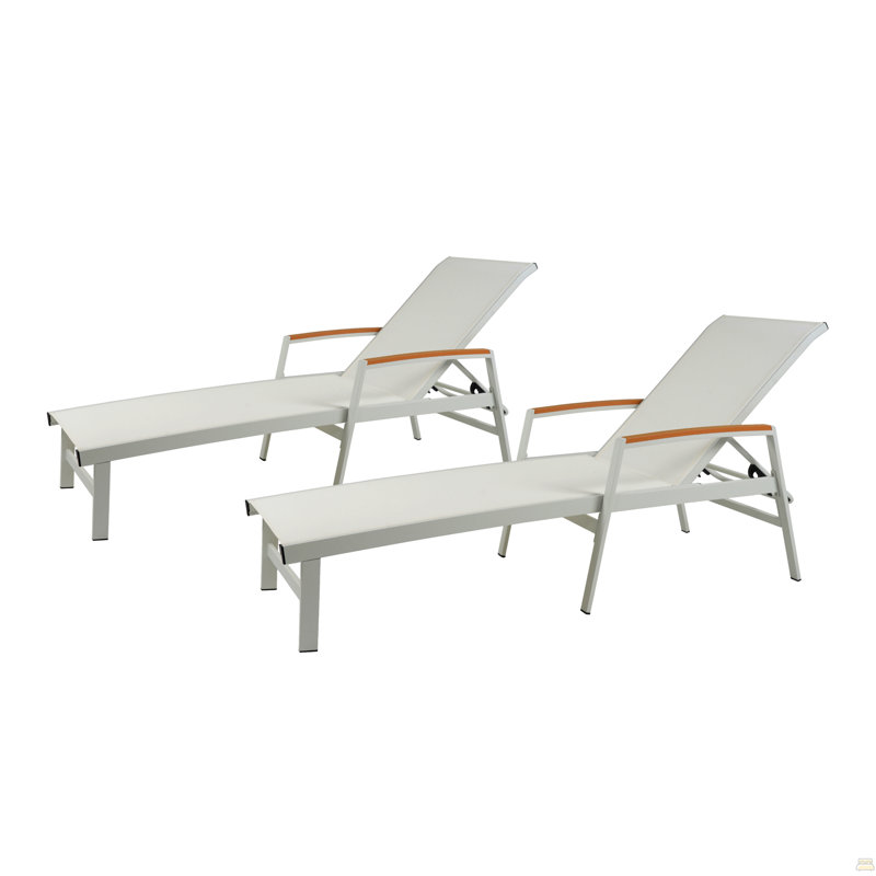 Chaise longue, Blanc, Blanc / brun clair