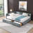Grey Velvet Full-Size Tufted Sofa Bed Frame with Storage Drawers & Mid-Century Design-979120101-979120098