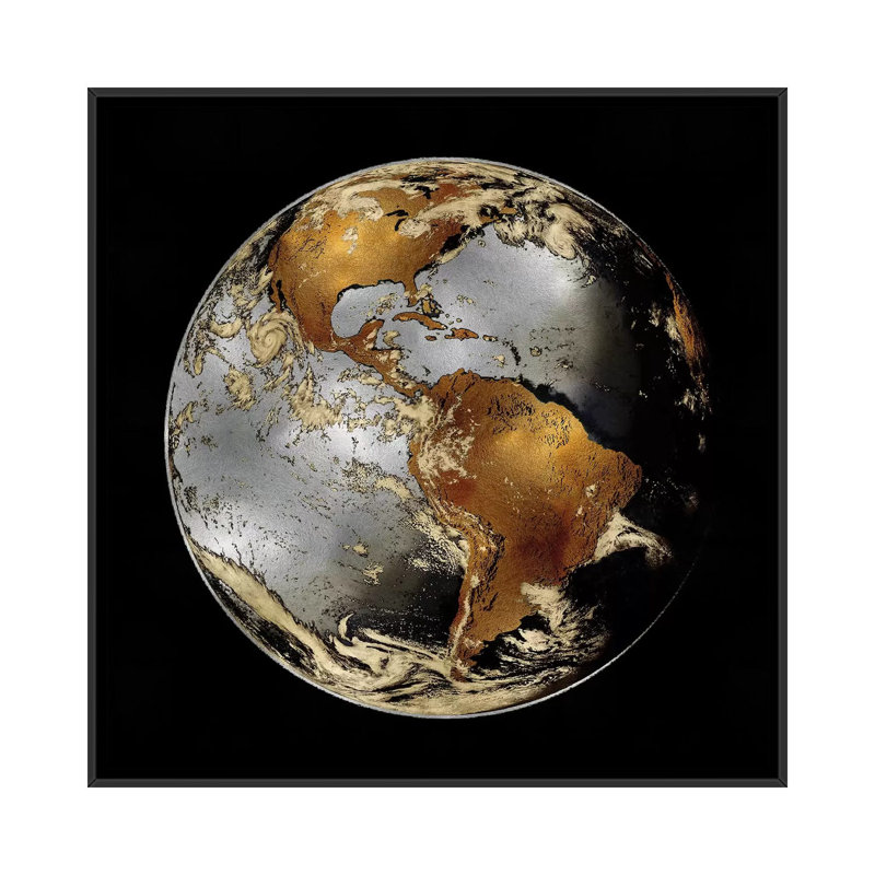 «World Turning II», impression sur toile, H 18 po x l 18 po x P 1,5 po, Toile avec cadre noir, Pas de tapis