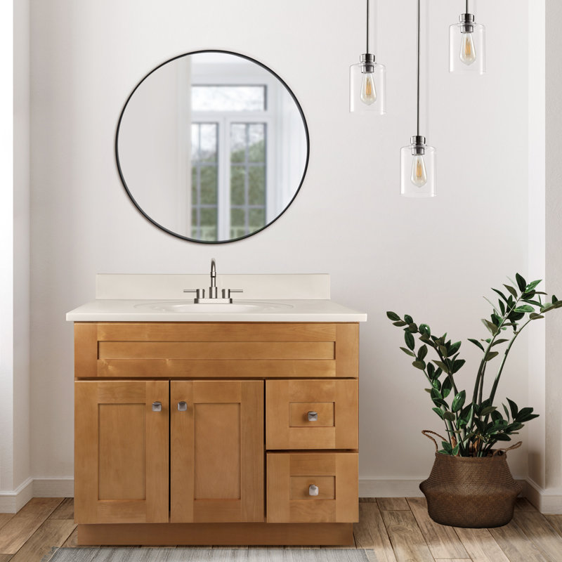 Modern Birch 37" Bathroom Vanity with White Marble Top
