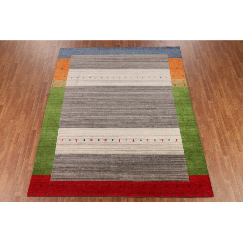 Striped Gabbeh Indian Area Rug 8