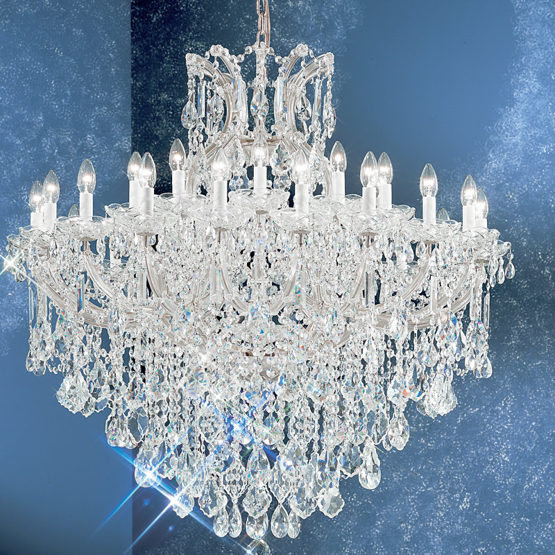 Lustre 31 lumières façon bougie Falson, Chrome, Crystalique