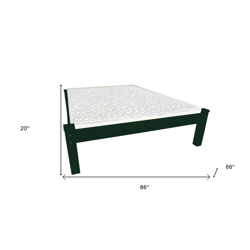Dark Green Solid Wood Queen Bed Frame