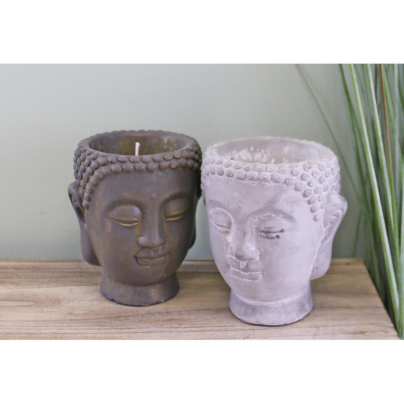2 Piece Concrete / Cement Tabletop Lantern Set, 13.5cm H x 24cm W x 12cm D