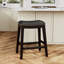 Tabouret de comptoir 24 po, siège en cuir noir - Tabouret empilable-1265224088-1265224091