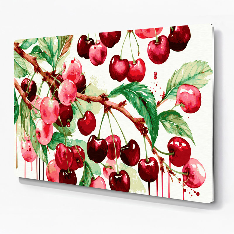 Art mural en métal Fruit Cherry Sour Beige, H 11 po x l 14 po