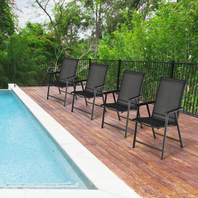 Ensemble de 4 chaises de patio pliantes en tissu Costway