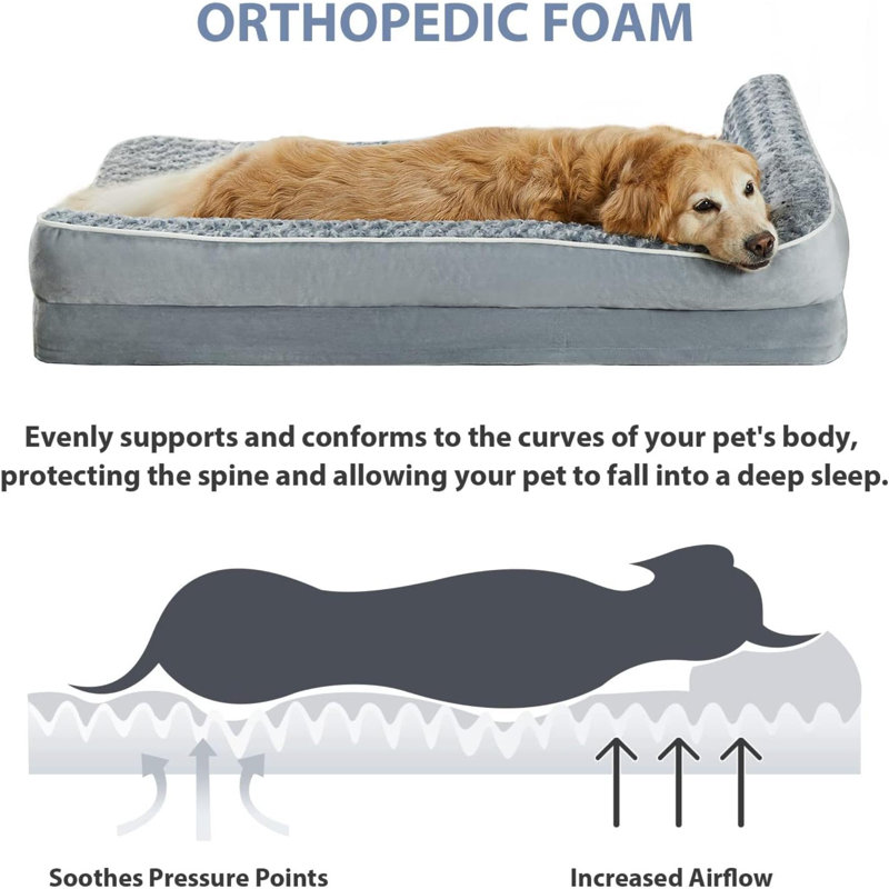 Large Gray Orthopedic Waterproof Outdoor Dog Bed