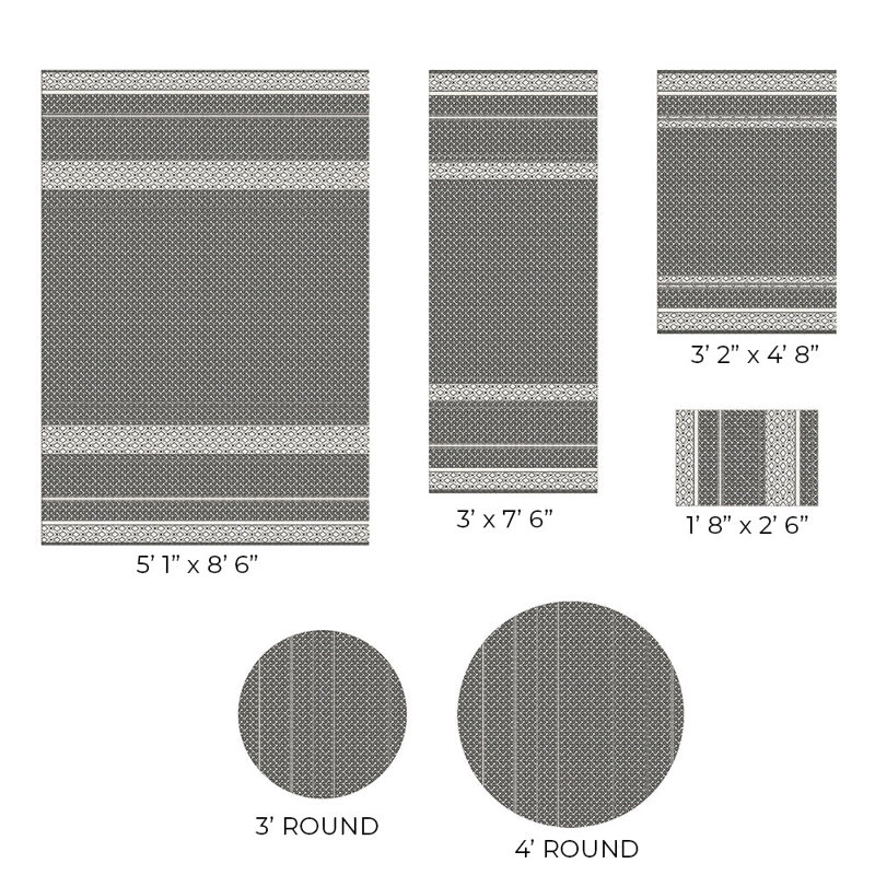 Stripped Mudcloth Vinyl Indoor And Outdoor Rug, Round 36'