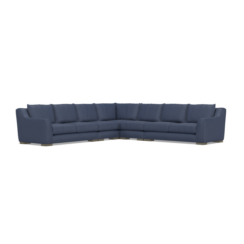 Sectional, Blue Polyester, 35" H x 140" W x 140" D, Symmetrical