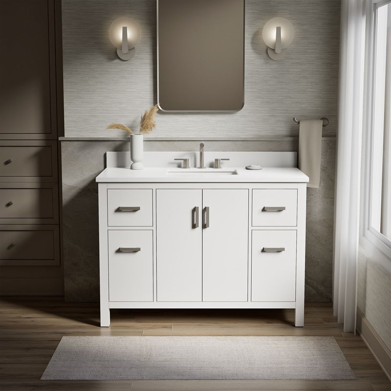 Kresla 48 In. Bathroom Vanity Cabinet With Sink And Quartz Top, White
