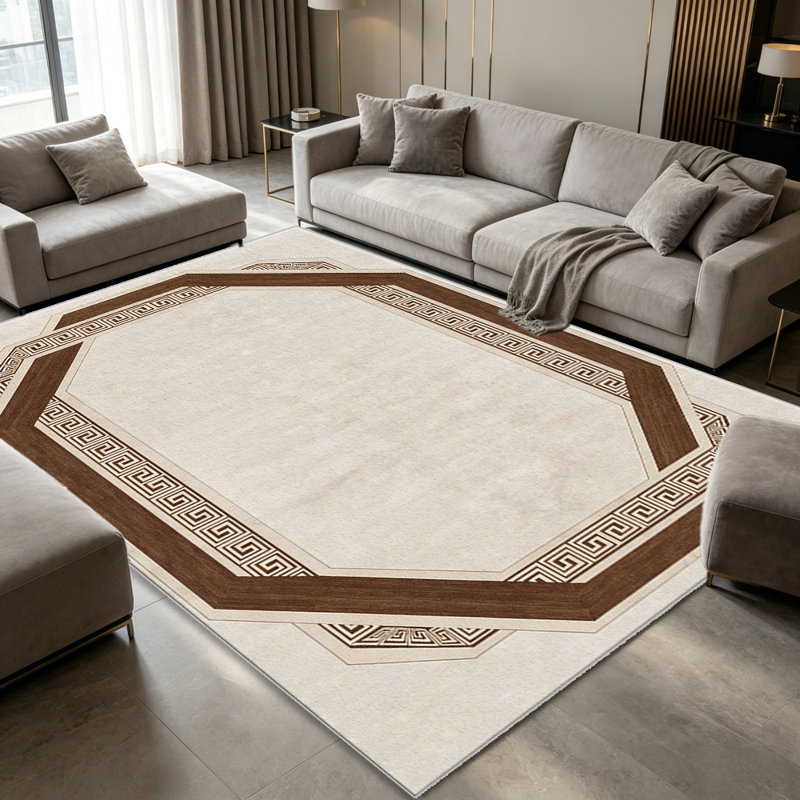 Brown Greek Key Border carpet-easy to clean, machine-washable, soft and comfortable; suitable for door mats, kitchens, living rooms, bedrooms, corridors, and laundry areas. Easy to clean, durable carpet for home decoration.