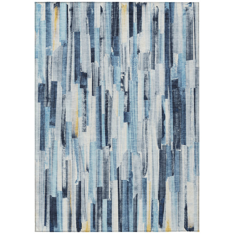 Machine Washable Indoor/Outdoor London ACN2255 Stripes Rug, Rectangle 3' x 5'