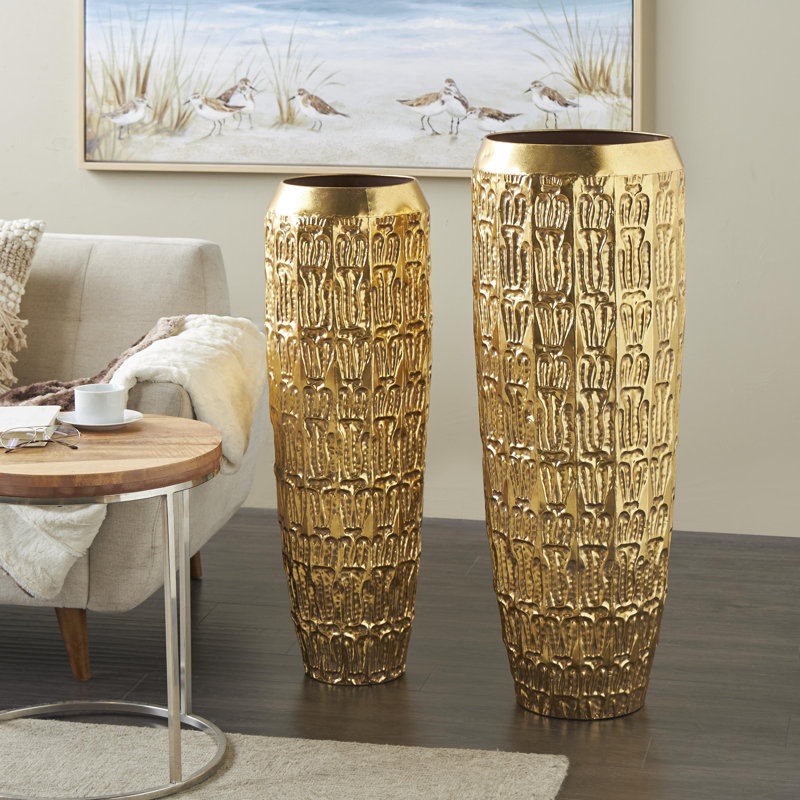 Ensemble de grands vases en métal Braseby, H 41 po x l 15,13 po x P 15,13 po