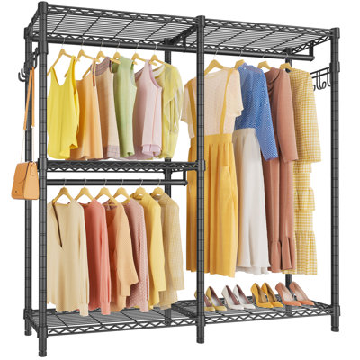 VIPEK V4 Garment Rack for Hanging Clothes, Portable Closet Storage System with Adjustable Shelves,Black