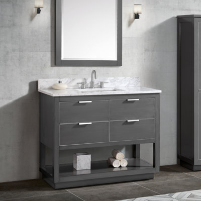 Meuble-lavabo simple 42 po avec plateau en marbre de Carrare Allie
