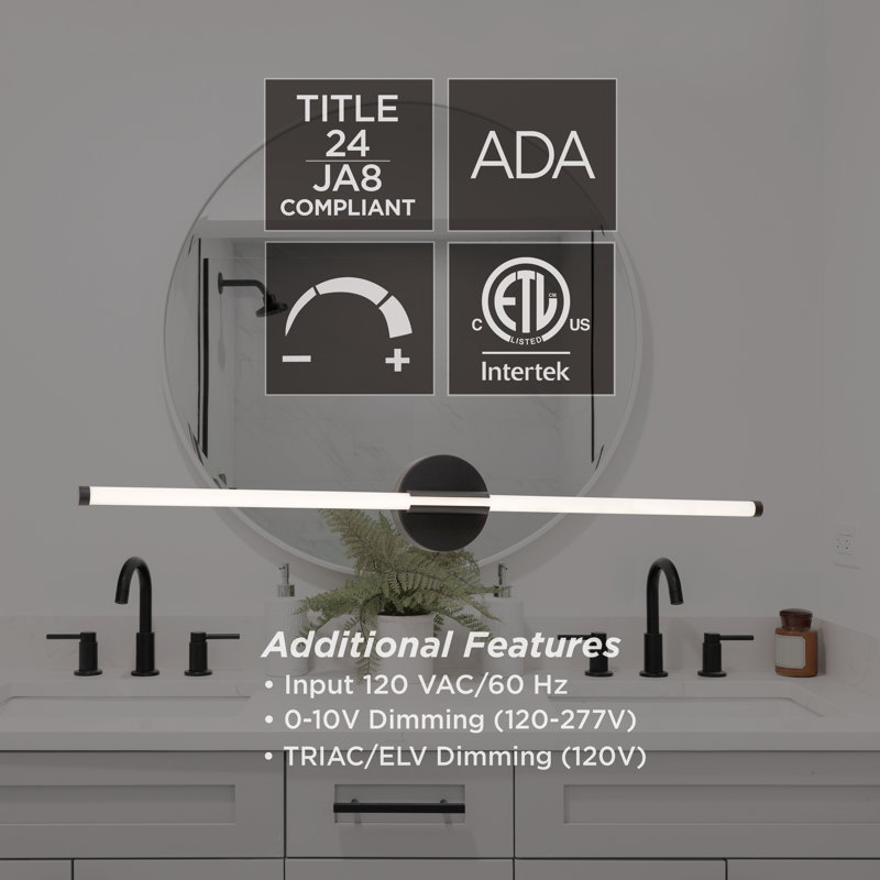 Adalat Dimmable LED Bath Bar, Satin Brass