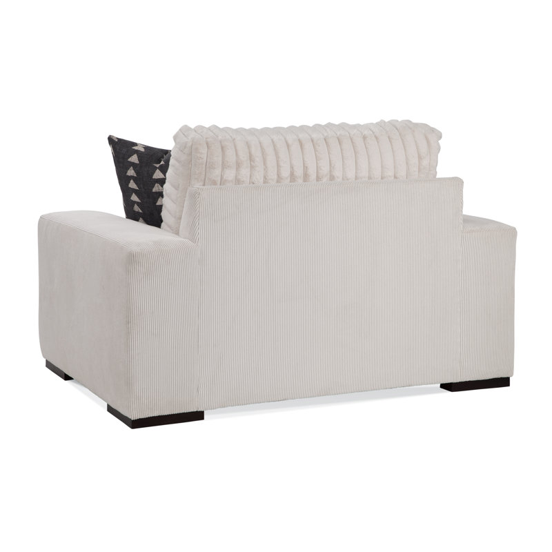 Memphis Chair And A Half, Frost White, Sunbrella Beige Pinstripe; 6205-74