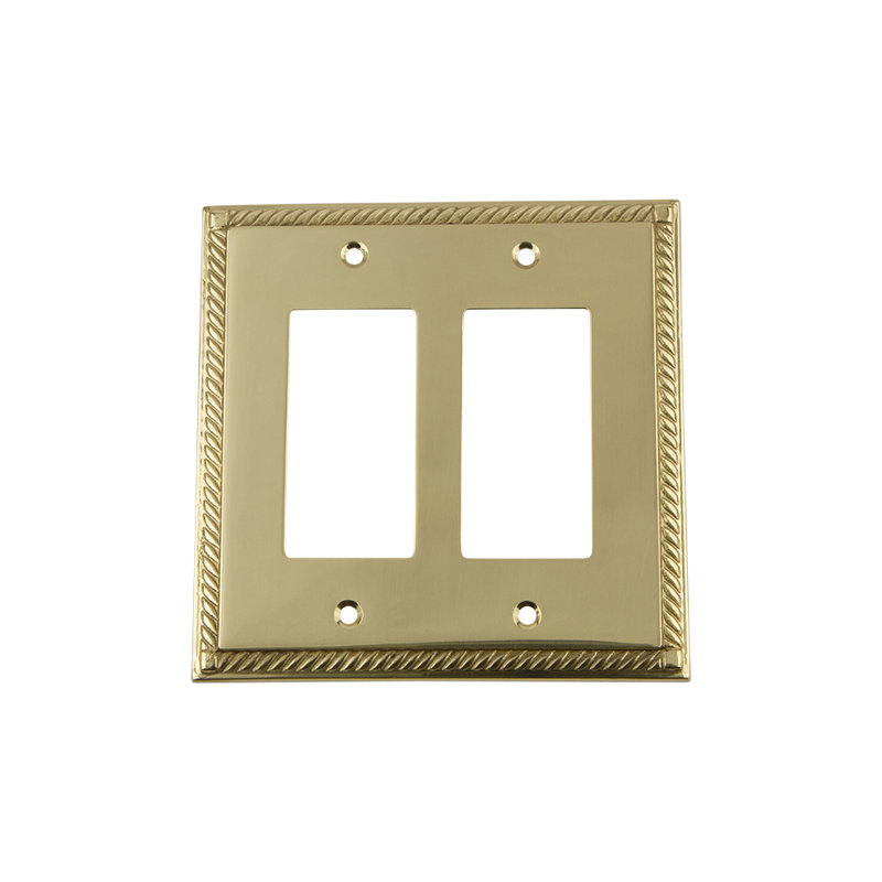 Rope 2-Gang Rocker Wall Plate, Polished Brass