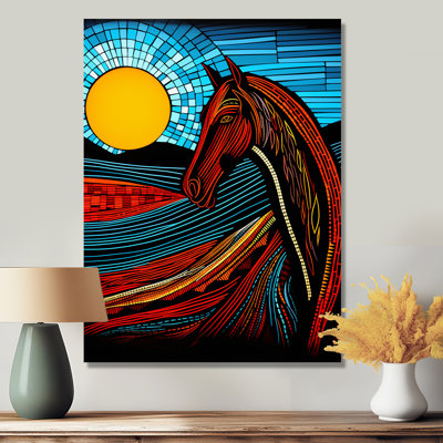 Pleine lune cheval abstrait, art mural cheval