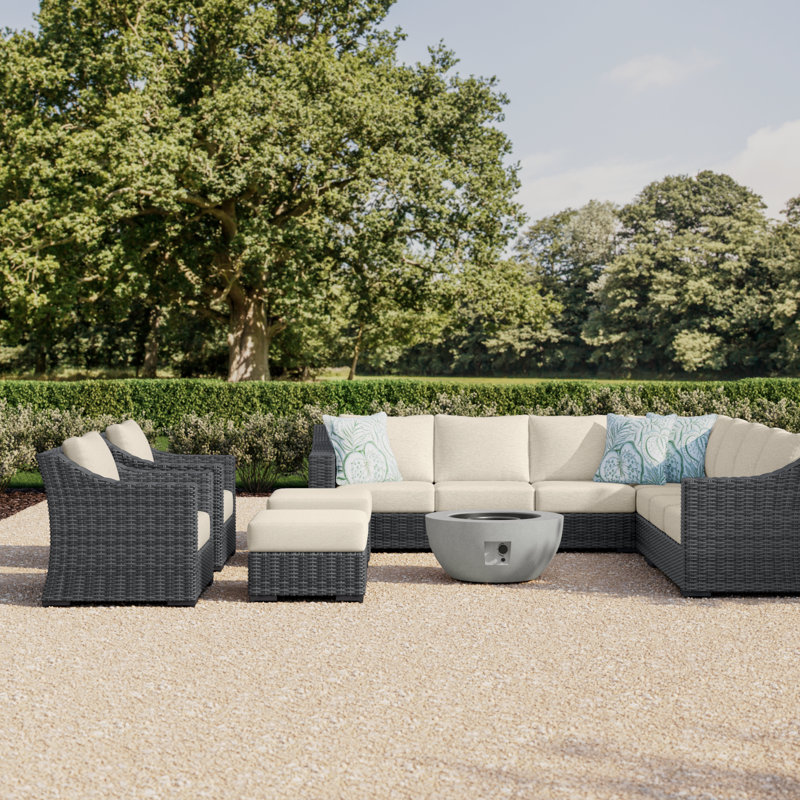 Eloisa Wicker 11 - Person Patio Conversation Set with Cushions, Gray