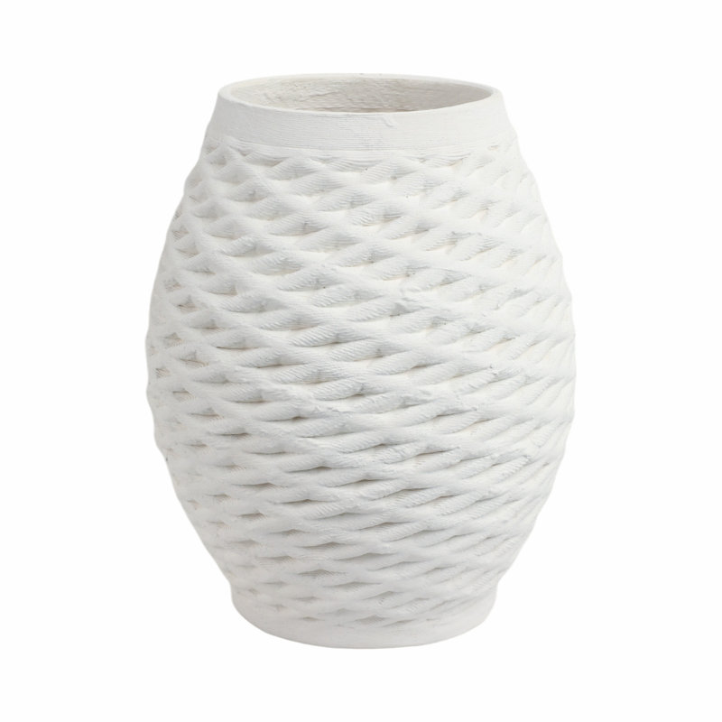 Sagebrook Home 13" Talland Small 3D Printed Porcelain Vase, Ivory, 13" H x 11" W x 11" D