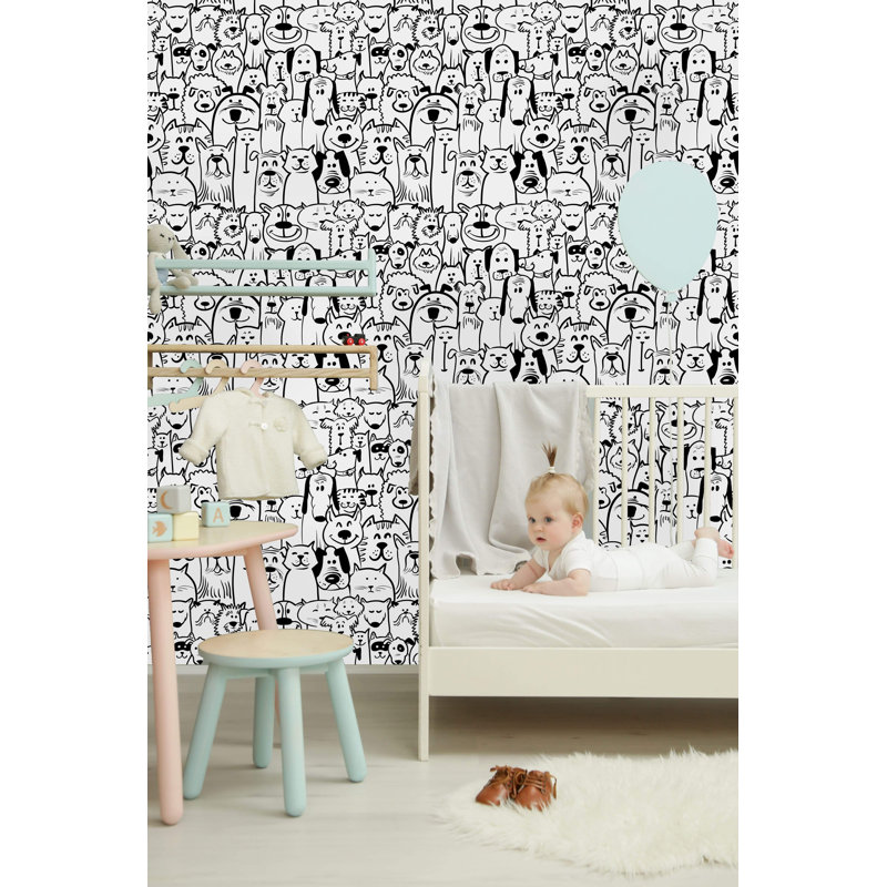 Rouleau de papier peint pelez et collez Dorazio Cats with Dogs, L 10,42 po x l 25 po