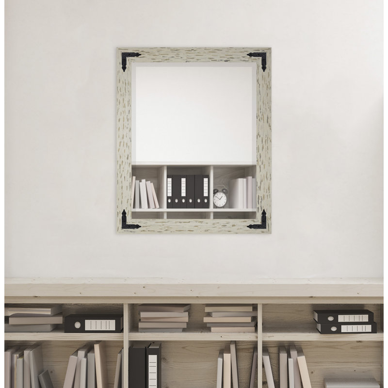Tuohy Solid Wood Flat Wall Mirror, Cream/Black, 38"  x 32" 
