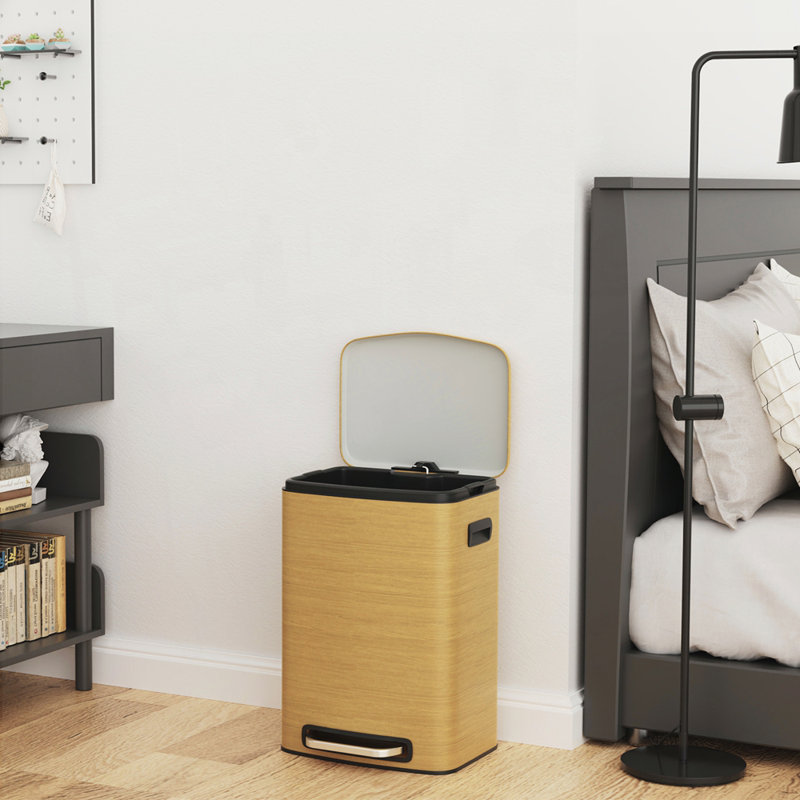 Poubelle rectangulaire en acier inoxydable durable avec couvercle à fermeture en douceur et surface résistante aux empreintes digitales, parfaite pour la cuisine et la maison