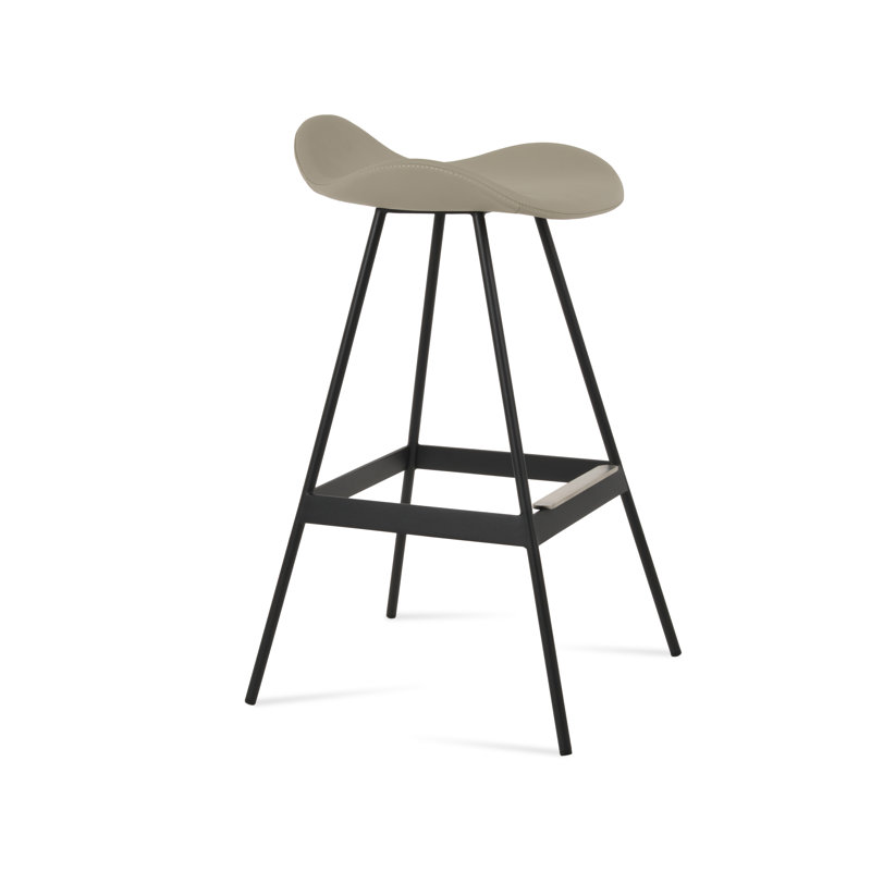 Tabouret Falcon Balat, Noir, Matériau blanc en microfibres de polyester et de 