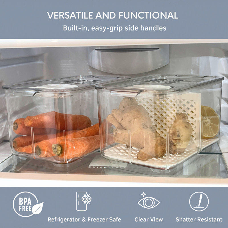 Clear Acrylic Stackable Refrigerator Bin Set with Divider