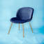 Ensemble de 2 chaises d'appoint en velours bleu et finition dorée