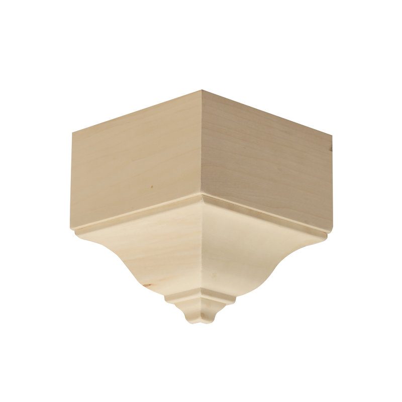 Unfinished White Hardwood Medium Inside Crown Connector Block Moulding