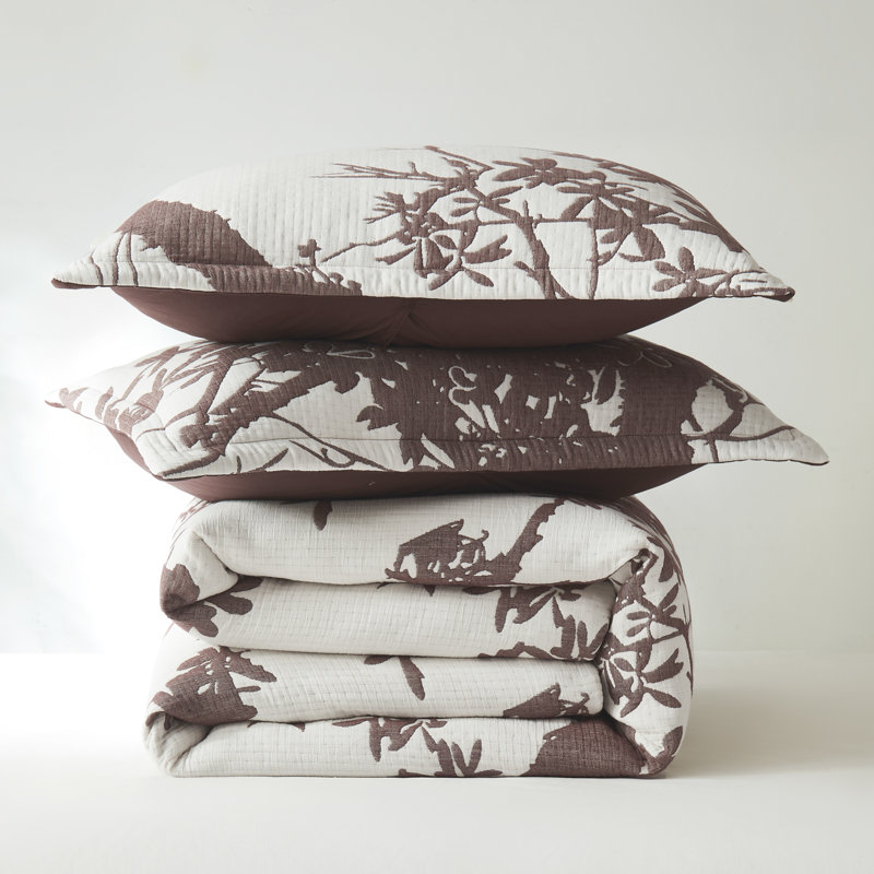 Sylvan Drift Matelasse Cotton Blend Comforter Set Brown 3 Piece Set Queen, Queen Comforter + 2 Standard Shams
