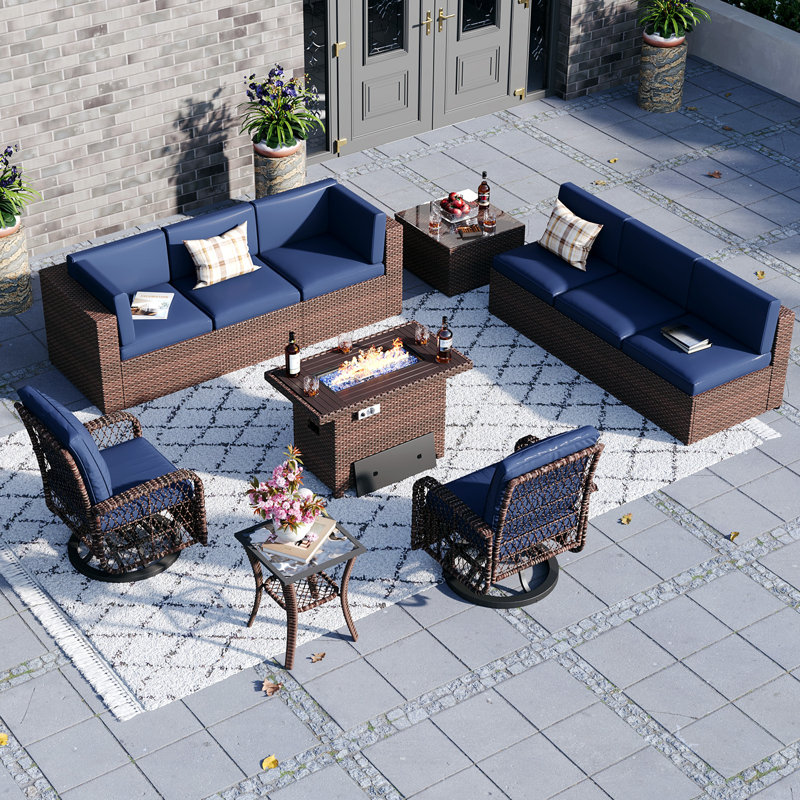 Ensemble de conversation pour 8 personnes avec table de foyer
