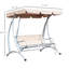 Balançoire d'extérieur robuste 3 avec pare-soleil réglable, abat-jour beige pour chaise de jardin et support stable -