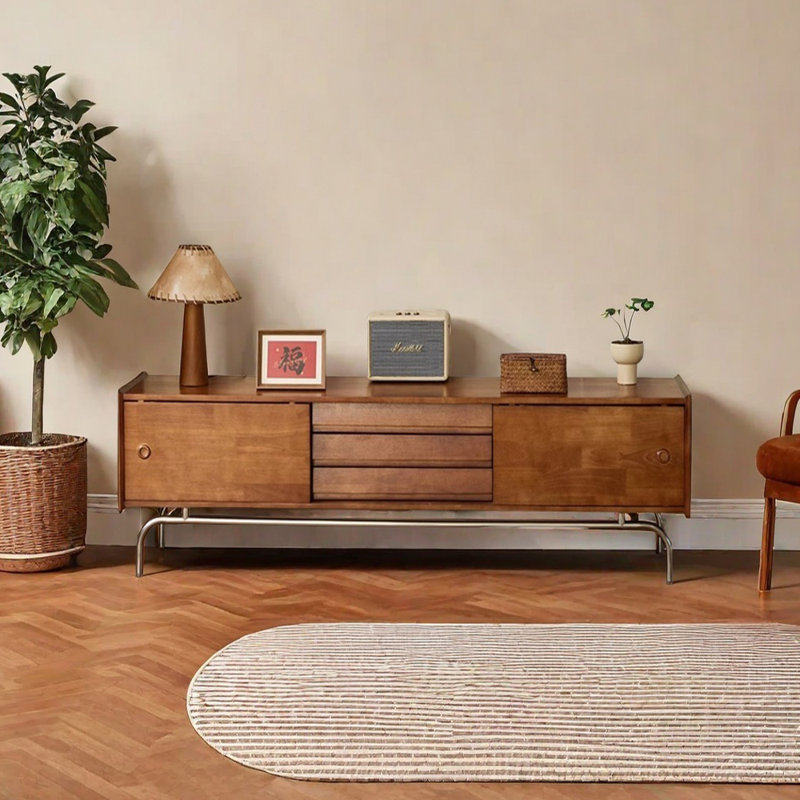 Meuble télé en bois massif de style rétro