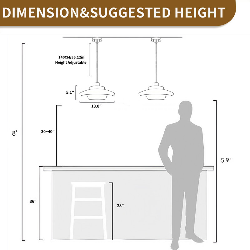 Luminaire suspendu Mid-Century doré nordique, Fil